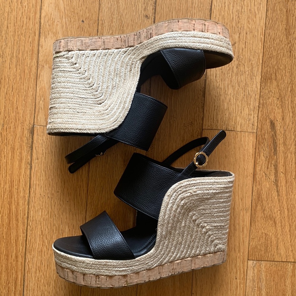 Salvatore Ferragamo black espadrille wedges